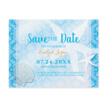 Ocean Blue Beach Wedding Save the Date