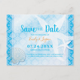 Ocean Blue Beach Wedding Save the Date Briefkaart