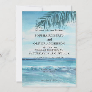 Ocean Blue Beach Wedding Uitnodiging