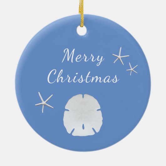 Ocean Blue Beach Zand Dollar Kerstmis Keramisch Ornament (Achterkant)