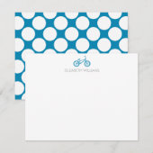 Ocean Blue Bicycle en grote Stippen Note Cards Kaart (Voorkant / Achterkant)