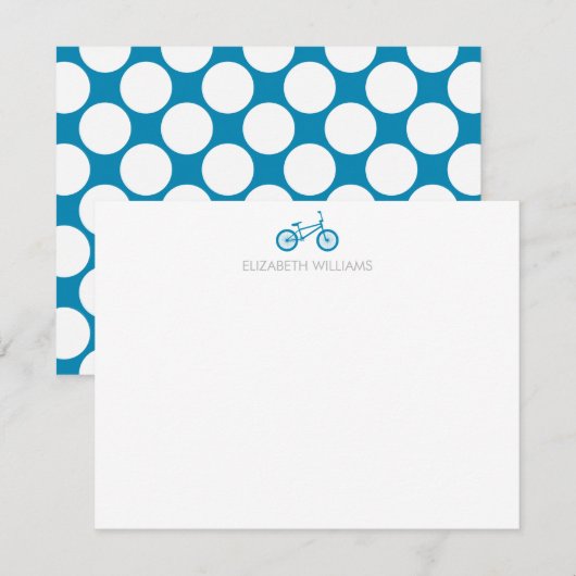 Ocean Blue Bicycle en grote Stippen Note Cards Kaart (Voorkant / Achterkant)