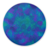 Ocean Blue Blauwgroen Coastal Waterverf Abstracte Keramische Knop (Voorkant)