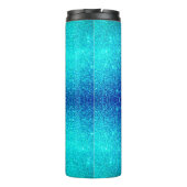 Ocean Blue Blauwgroen Glittery Ombre Custom Name C Thermosbeker (Achterkant)