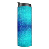 Ocean Blue Blauwgroen Glittery Ombre Custom Name C Thermosbeker (Geroteerd rechts)