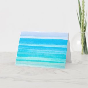 Ocean Blue Blauwgroen Waterverf Ombre Streep Kaart