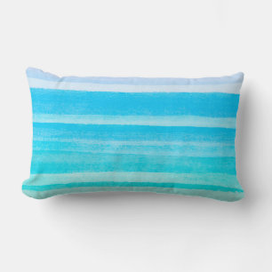 Ocean Blue Blauwgroen Waterverf Ombre Stripe Kussen
