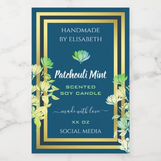 Ocean Blue Bloemen Product Verpakking Etiketten Go (Enkel label)