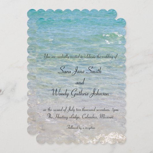 Ocean Blue bruiloft uitnodiging (Voorkant / Achterkant)