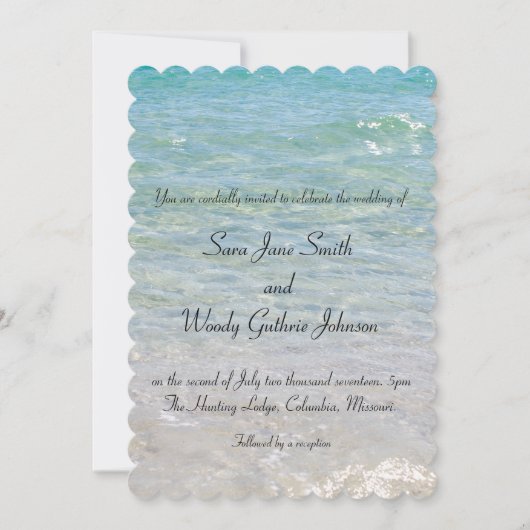 Ocean Blue bruiloft uitnodiging (Voorkant)