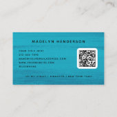 Ocean Blue Brush Strokes Modern Brush QR-code Visitekaartje (Achterkant)