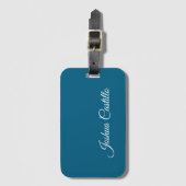Ocean Blue Calligraphy Simple Professional Name Bagagelabel (Voorkant (verticaal))