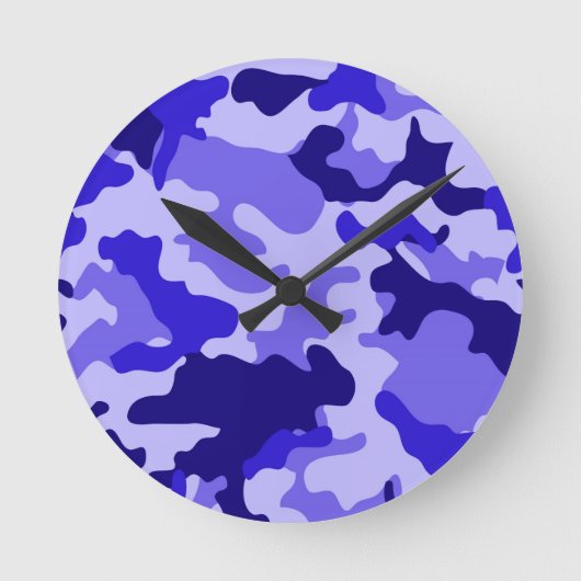 Ocean Blue Camo Wall Clock. Ronde Klok (Voorkant)