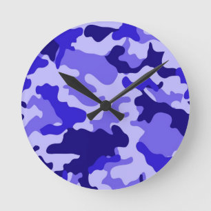 Ocean Blue Camo Wall Clock. Ronde Klok