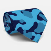Ocean Blue Camouflage in Donker en Lichtblauw Stropdas (Opgerold)