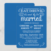 Ocean Blue Casual Country Wedding Invitations Kaart (Voorkant / Achterkant)
