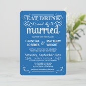 Ocean Blue Casual Country Wedding Invitations Kaart (Staand voorkant)