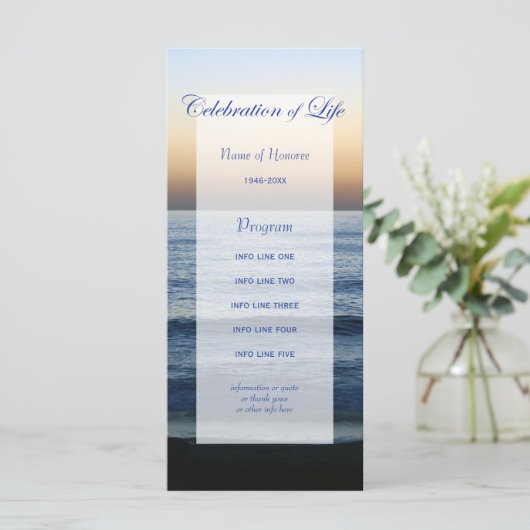 Ocean Blue Celebration of Life-programmakaart Programmakaart (Staand voorkant)