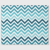 Ocean Blue Chevron Ombre Wrapping Paper Cadeaupapier (Vlak)