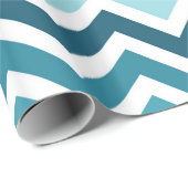 Ocean Blue Chevron Ombre Wrapping Paper Cadeaupapier (Rol Hoek)
