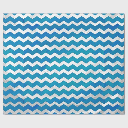 Ocean Blue Chevron Pattern Cadeaupapier (Vlak)