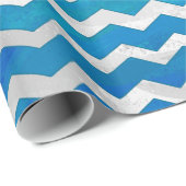 Ocean Blue Chevron Pattern Cadeaupapier (Rol Hoek)