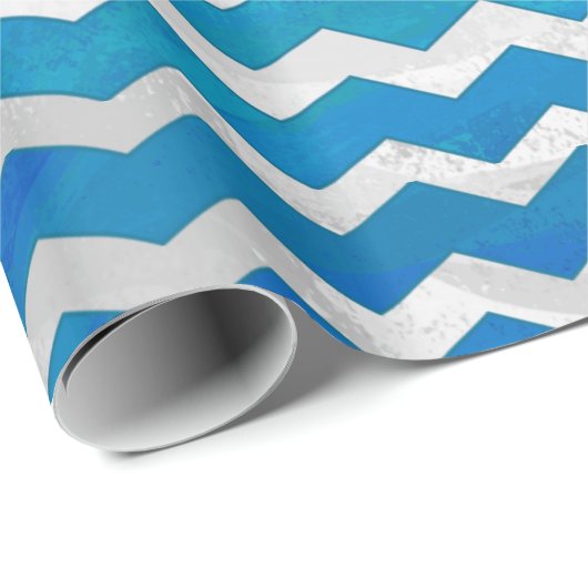 Ocean Blue Chevron Pattern Cadeaupapier (Rol Hoek)