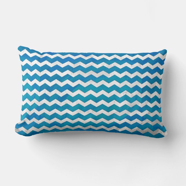 Ocean Blue Chevron Pattern Kussen (Voorkant)