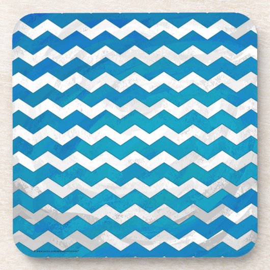 Ocean Blue Chevron Pattern Onderzetter (Voorkant)