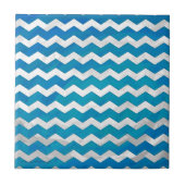 Ocean Blue Chevron Pattern Tegeltje (Voorkant)