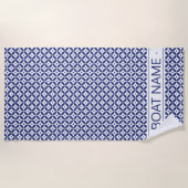 Ocean Blue Custom Boat Name Geometric Pattern Strandlaken (Voorkant)
