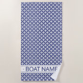 Ocean Blue Custom Boat Name Geometric Pattern Strandlaken (Voorkant)