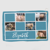 Ocean Blue Custom Sjabloon Familiefoto's Golfhanddoek (Horizontaal)