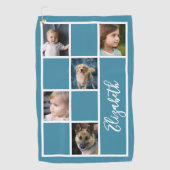Ocean Blue Custom Sjabloon Familiefoto's Golfhanddoek (Voorkant)