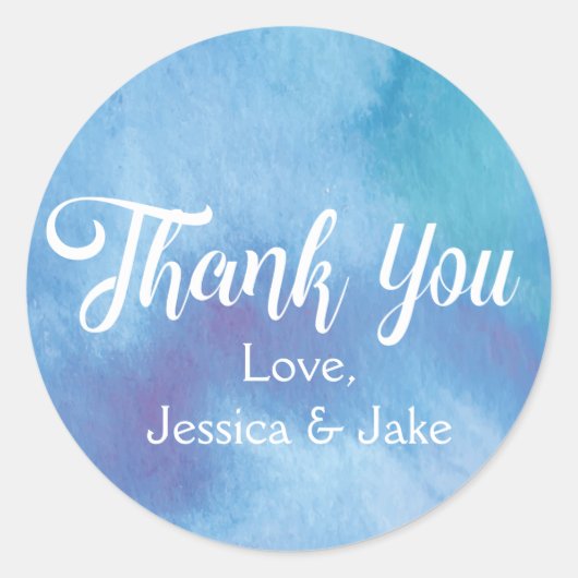 Ocean Blue Dank u Stickers- Huwelijksgunsten Ronde Sticker (Voorkant)