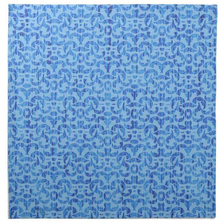 Ocean Blue Deep Zee Elegant Damask Servet Zazzle.nl
