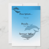 Ocean Blue Dolphin Invitation Kaart (Achterkant)