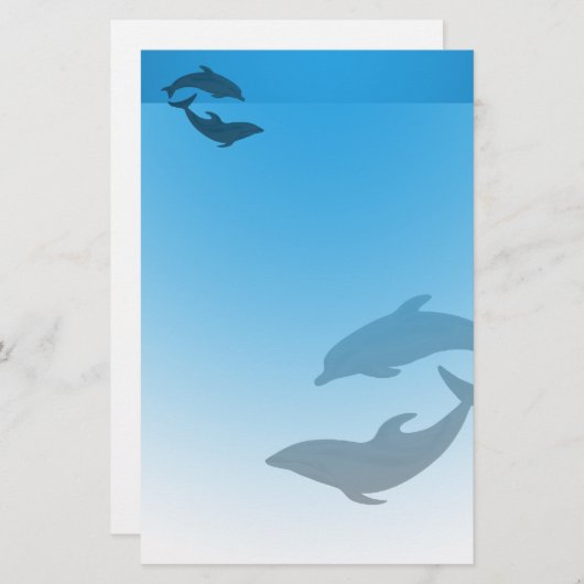 Ocean Blue Dolphins Briefpapier (Voorkant / Achterkant)