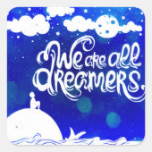 Ocean Blue Dreams Stars Inspirerend Quote Vierkante Sticker (Voorkant)