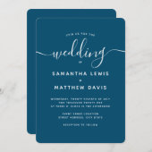 Ocean Blue Elegante Boheemse Strandbruiloft Kaart (Voorkant / Achterkant)