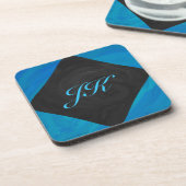 Ocean Blue en Black Monogram Drankjes Onderzetter (Linkerzijde)