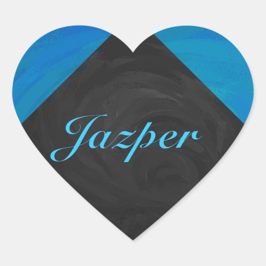 Ocean Blue en Black Monogram Hart Sticker (Voorkant)