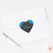 Ocean Blue en Black Monogram Hart Sticker (Envelop)