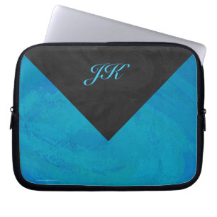 Ocean Blue en Black Monogram Laptop Sleeve