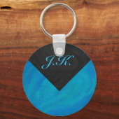 Ocean Blue en Black Monogram Sleutelhanger (Voorkant)