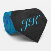 Ocean Blue en Black Monogram Stropdas (Opgerold)