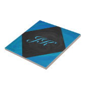 Ocean Blue en Black Monogram Tegeltje (Zijkant)