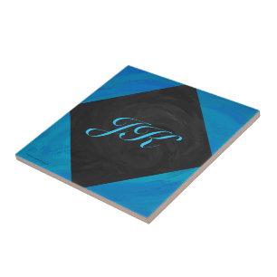 Ocean Blue en Black Monogram Tegeltje