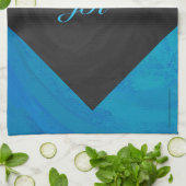 Ocean Blue en Black Monogram Theedoek (Gevouwen)