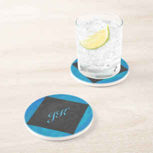 Ocean Blue en Black Monogram Zandsteen Onderzetter